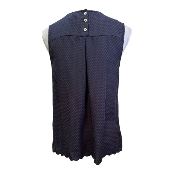 Sleeveless Top Navy Polka Dot Blouse Casual Tank - Picture 5 of 9